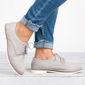 Faux Suede Grey Lace Up Oxford